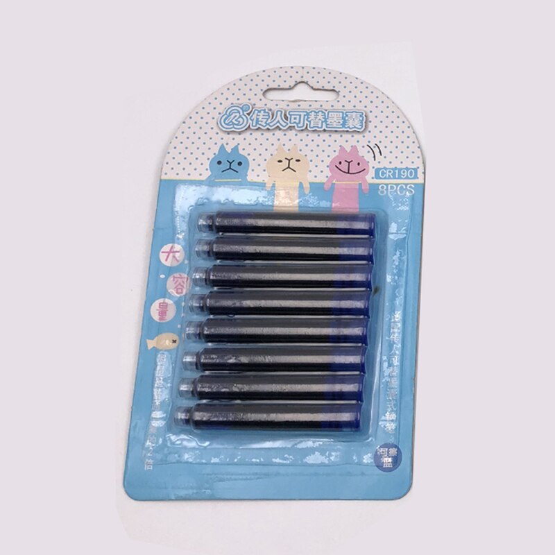 Luxury Erasable Blue Ink Fountain Pen EF 0.38mm Fountain Pen Student School office stationery Supplies ink pens for writ: 8 blue ink sac