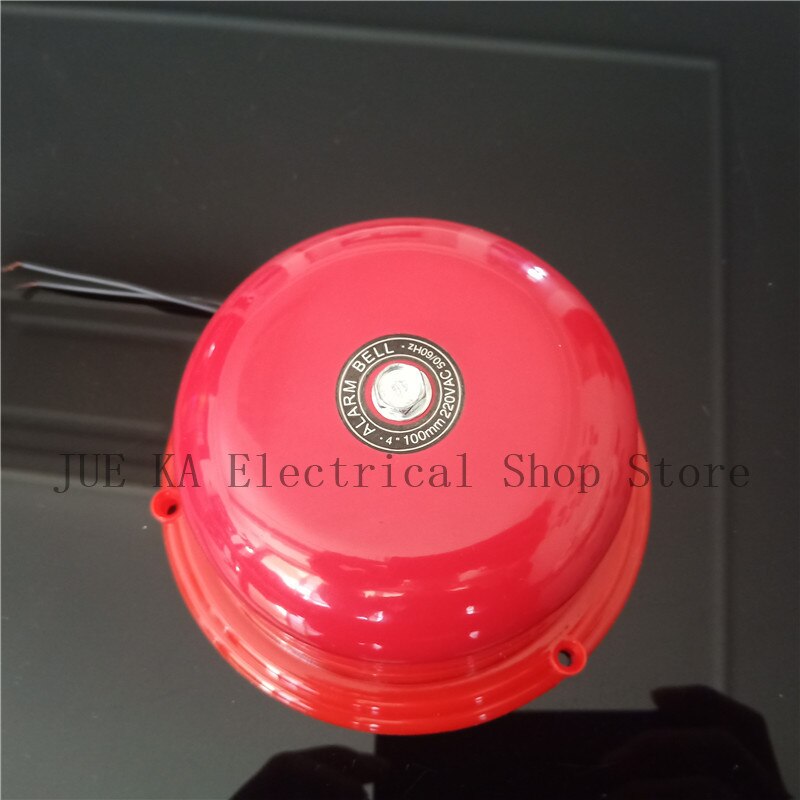 AC 220V 100mm 4 inch Dia Schools Fire Alarm Round Shape Electric Bell Red