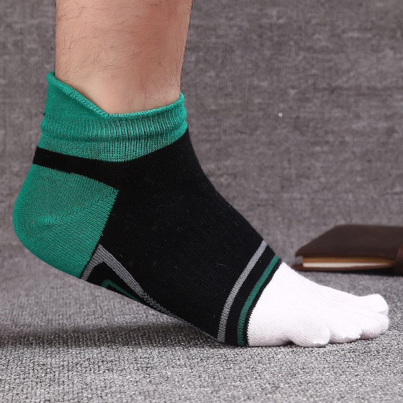 10pcs = 5 pairs Men socks cotton five fingers toe socks Color mosaic Deodorant business casual Europe wild socks