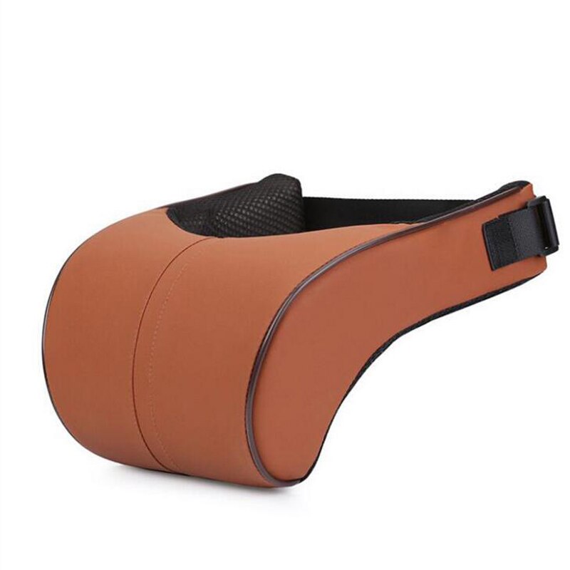 PU Leather Auto Car Neck Pillow Memory Foam car pillow Neck Rest Seat Headrest Cushion Pad: brown