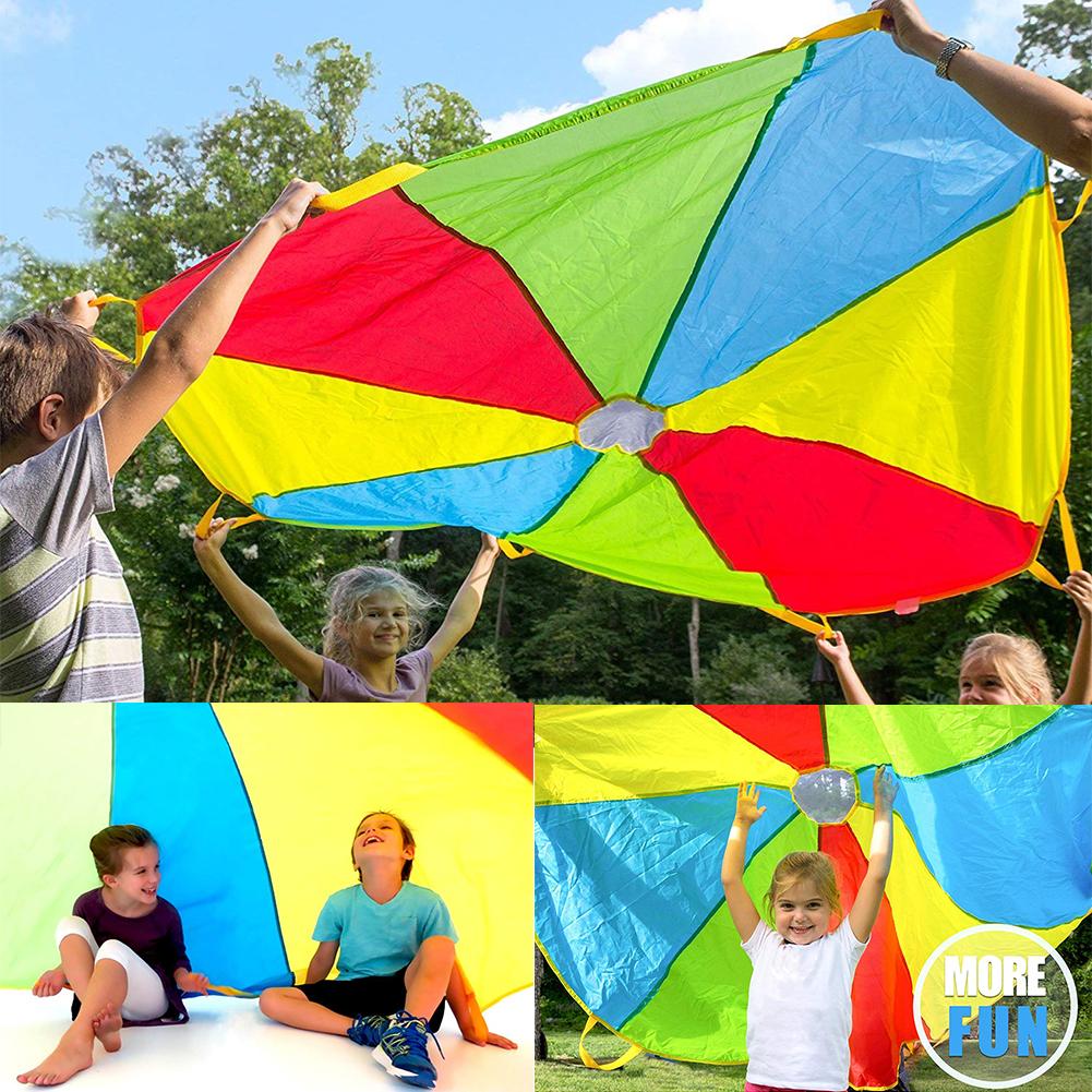 Kinderen Spelen Parachute Luifel Met 16 Handgrepen 200Cm Indoor Outdoor Games En Oefening Speelgoed, Bevorderen Team Game, fitness Voor 4 Personen