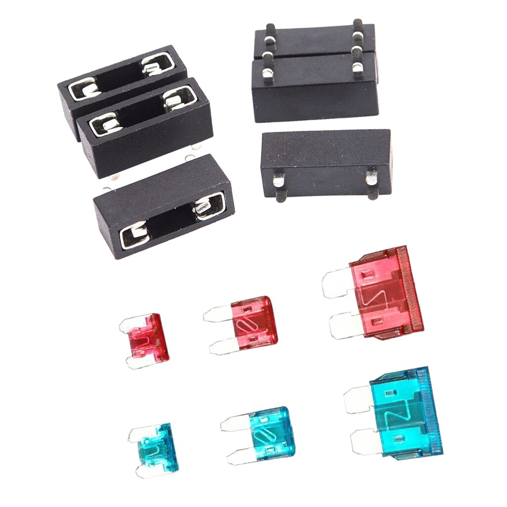 6Pcs 6 X 20mm Fuse PCB Panel Mount Holder + 10A 15A Mini Small Fuse Kit