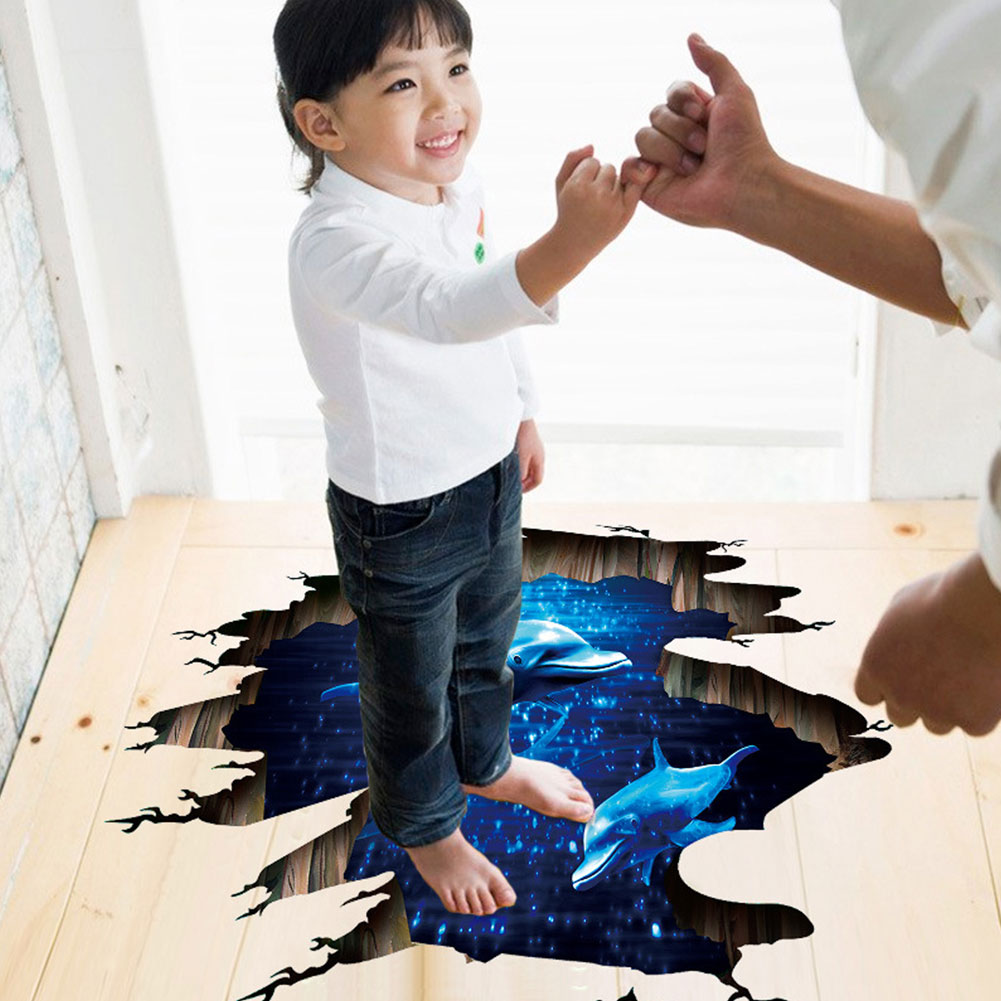Søte delfiner hav sjø dårlig vegg klistremerker 3d veggmalerier vinyl kunst dekaler