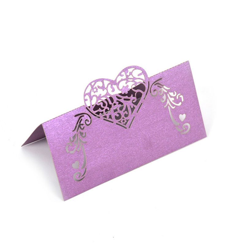 Bord bord kort udhulet bryllup invitation kort kort bord navn beskeder lykønskningskort bryllup fest kort 50 stk.: Dz