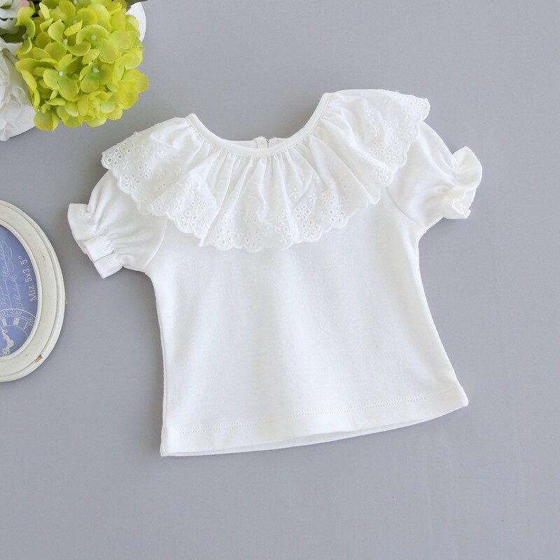 Vêtements pour bébés filles, T-shirts blancs en coton à manches courtes, hauts d'été doux