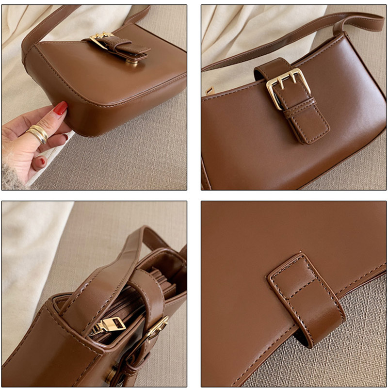 Luxury PU Leather Women Bag Vintage Handbags Baguette Shoulder Bags Casual Mini Evening Clutch Tote Female Simple