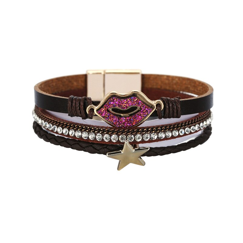 Pulseira Jewelry Pearl Multilayer Leather Bracelet Bangle Woman Vintage Brincos Female Charm Bracelets