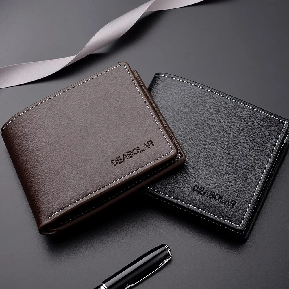 Pu lær menn kort lommebok tynn stil sammenleggbar unge menn kredittkortholder lommebok carteras plegables para hombre carteira