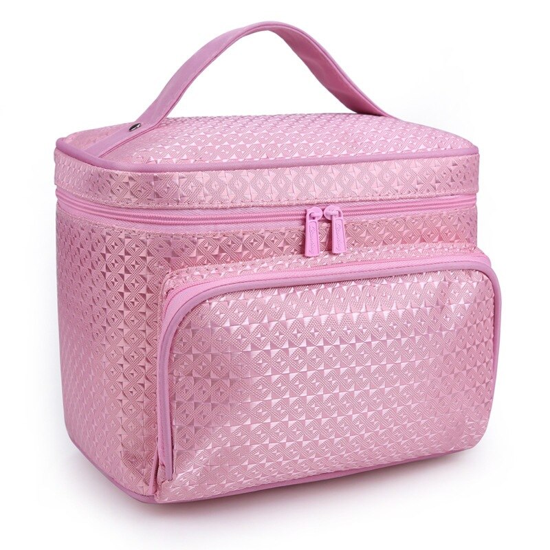 Do Not Miss Women Cosmetic Makeup Bag Folding Travel Makeup Organizer Bag Waterproof Cosmetic Bag Makeup Brushes Case Wash Bags: Pink