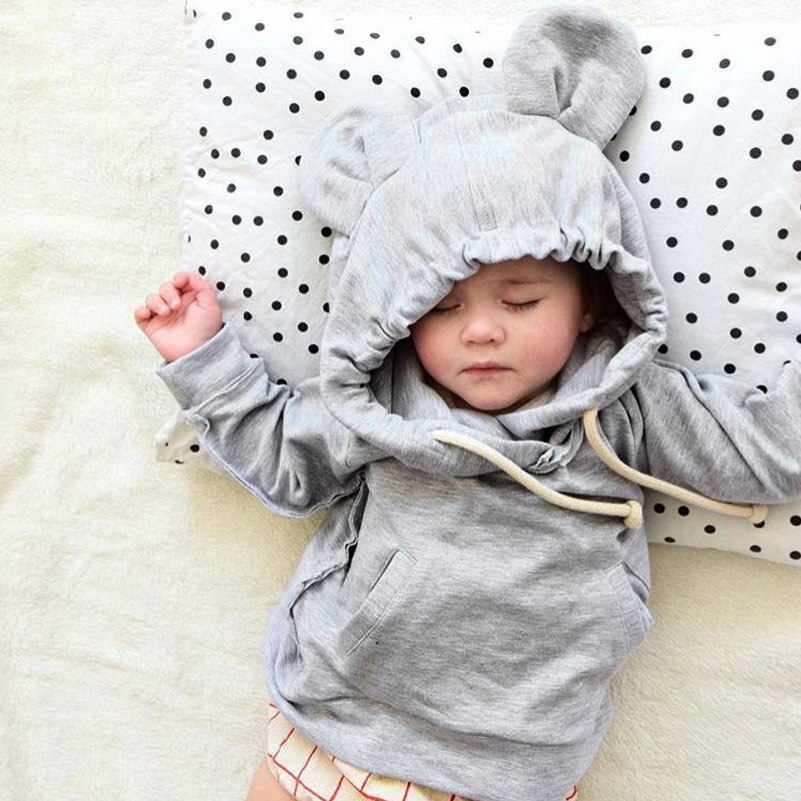 T-Shirt manches longues | Décontracté et décontracté, pour enfants et bébés filles, avec capuche à oreilles d'ours et couverture en coton, automne