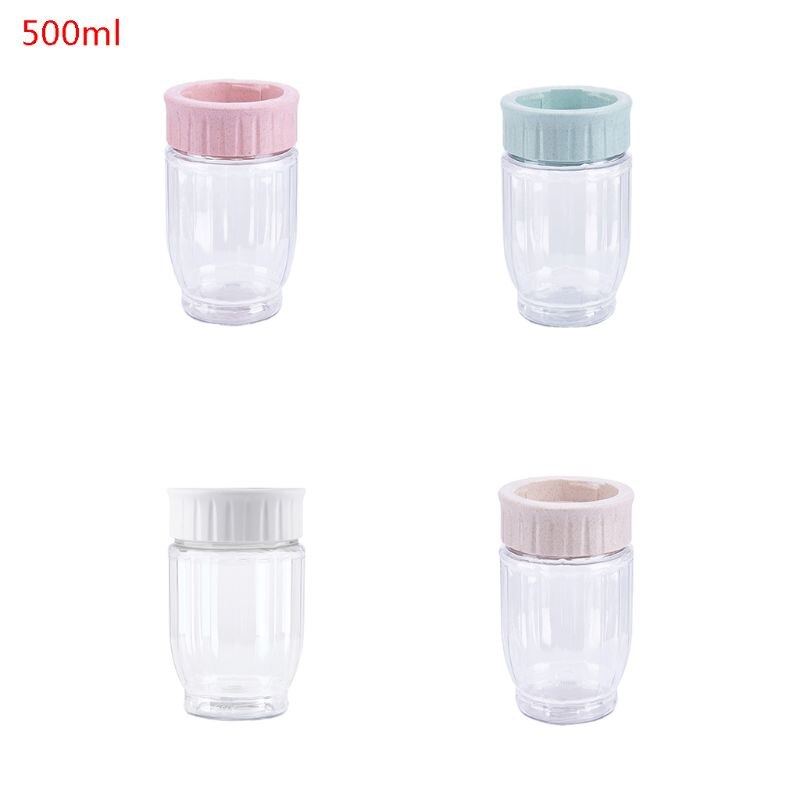 Recipiente de almacenamiento de alimentos transparente para cocina, bote sellado duradero, grano de cereales, arroz, leche en polvo plástica sellada: 500ML