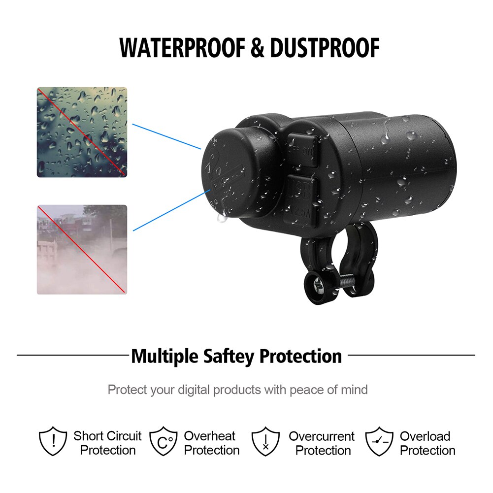 Motorfiets dubbele usb-poorten sigarettenaanstekeraansluiting snellader voor telefoon