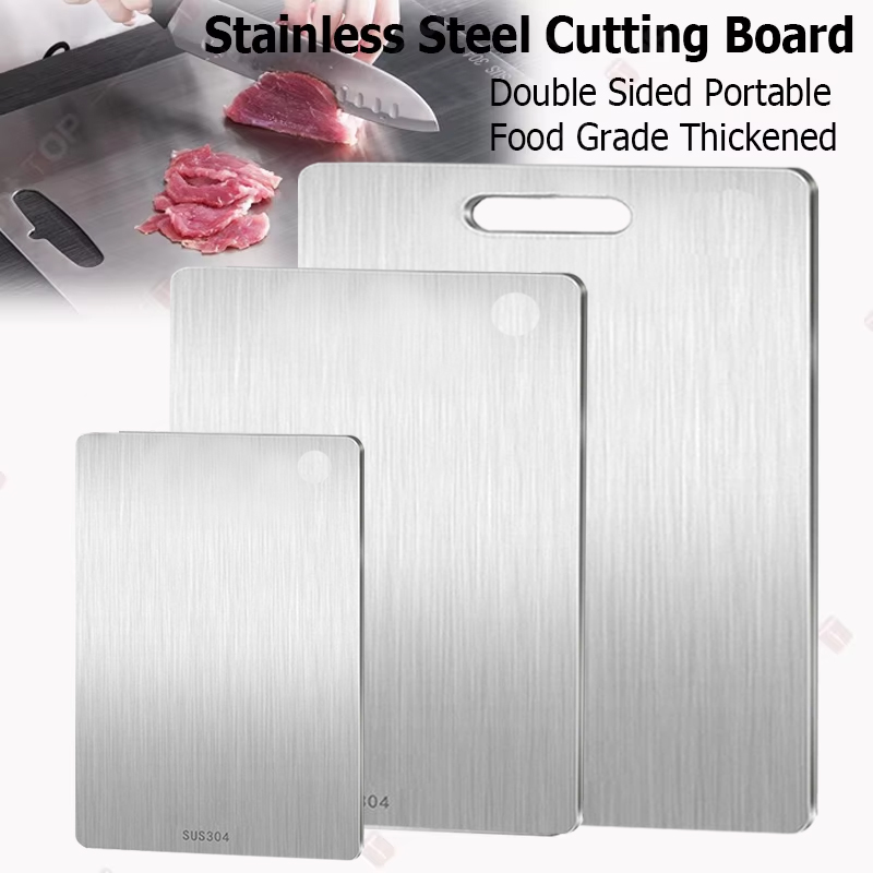 3 STKS Titanium Snijplanken voor Keuken 304 Roestvrij Staal Verdikte Board Dubbelzijdig Food Grade Draagbare Fruit Vlees Hakken