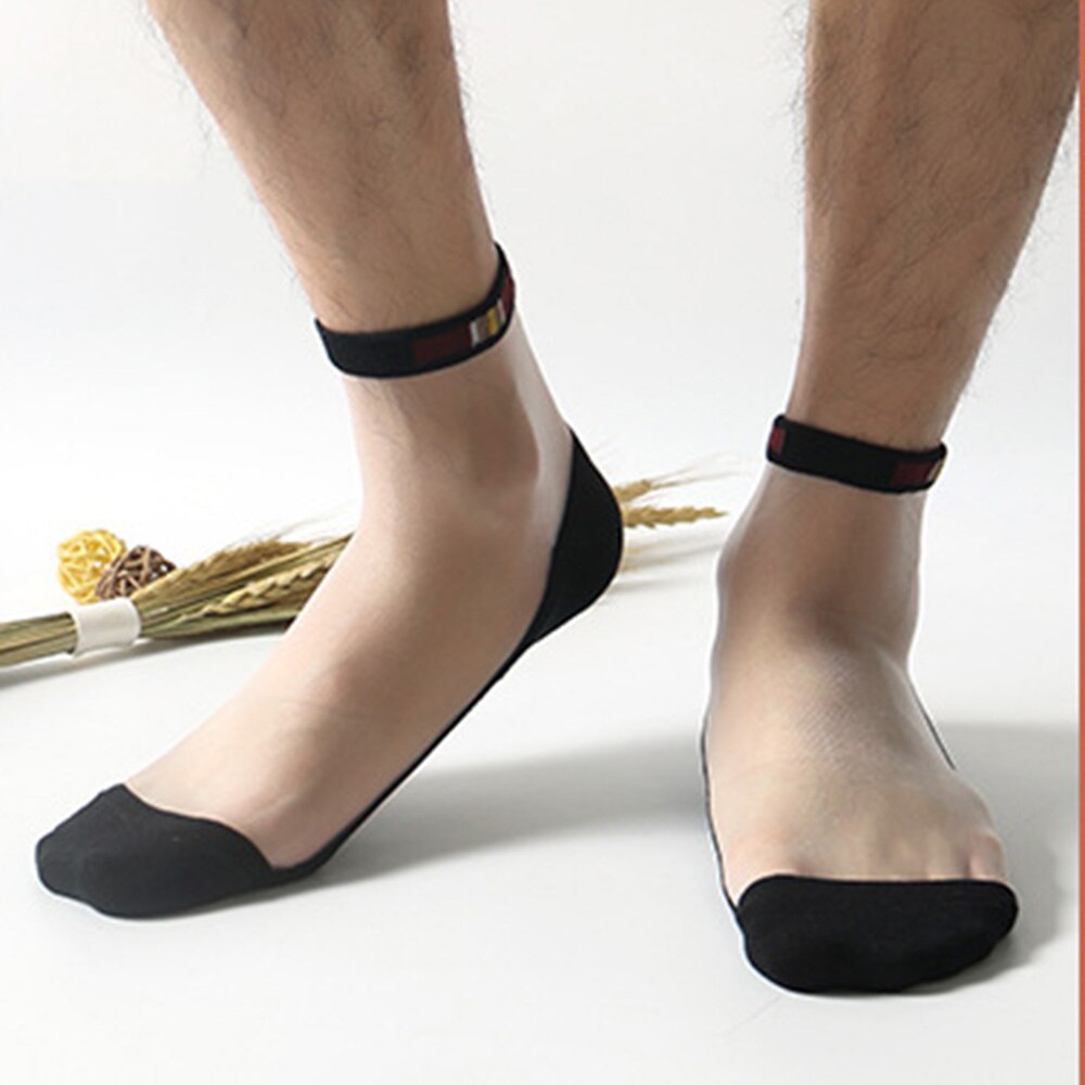 NewMen Socken Ultra-Dünne Glas Silk Kurzen Unsichtbare Transparente Socken Männer Baumwolle Crew Männlichen Baumwolle Anti Skid Atmungsaktive socken