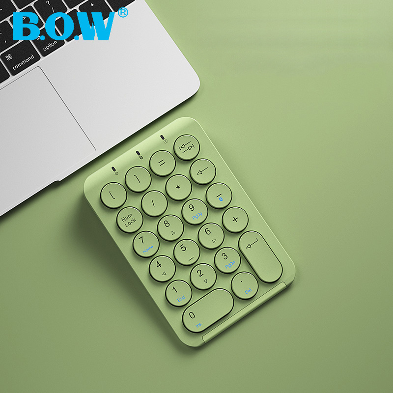 BOW 22 teclas teclado numérico inalámbrico teclado numérico Bluetooth recargable teclas redondas teclado numérico para ordenador portátil iPad: Azul