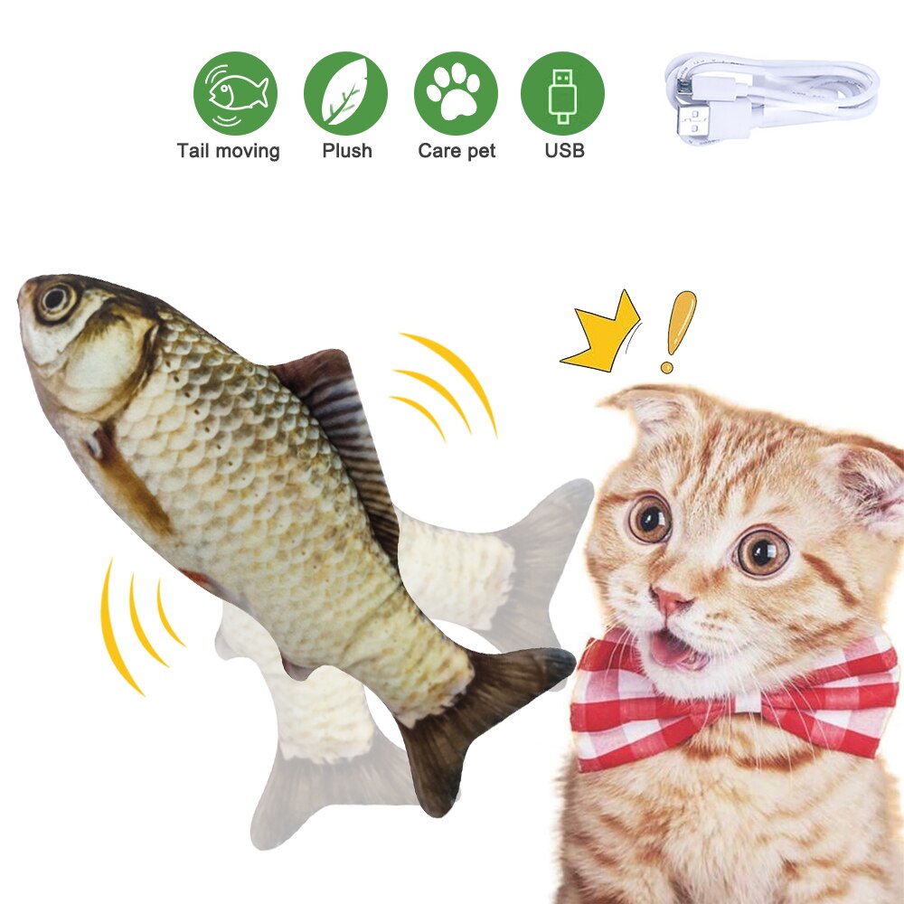 Huisdier speelgoed elektrisch katten speelgoed pluche 3d interactieve elektronische usb bijtbestendige kauw kies bewegende dansende vis speelgoed kitten katten speelgoed: 07
