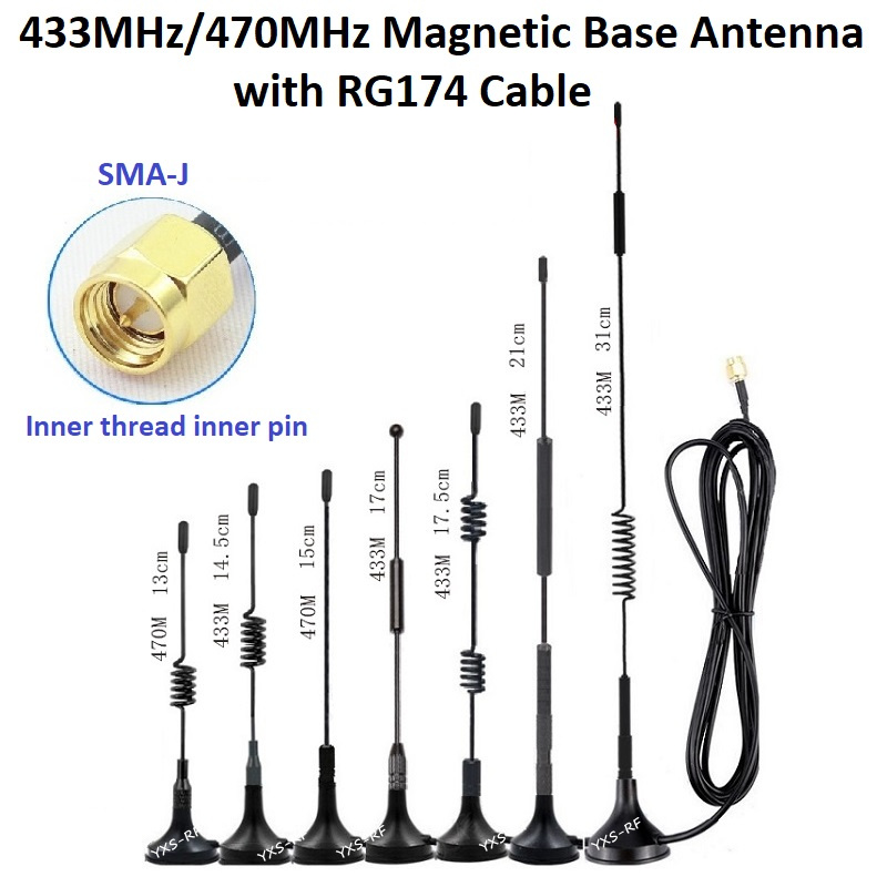 433MHz 470MHz Magnet Lora Antenne SMA Stecker Magnet halterung Antenne mit RG174 Kabel für Modul Fernbedienung iot