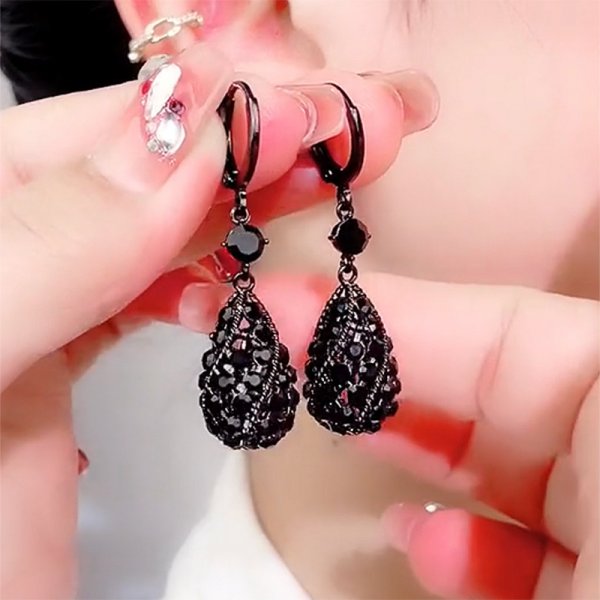 Korean Zircon Water Earrings for Women Shiny Crystal Long Pendant Dangle Earring Girls Wedding Party Jewelry: Gold-color