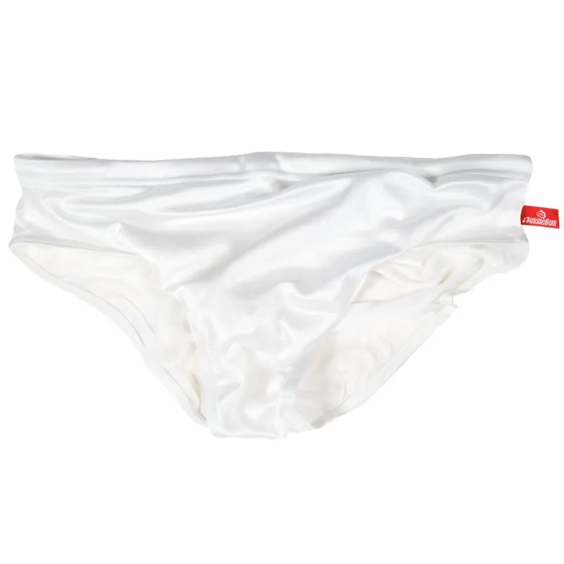 Summer Swimwear Men Solid Swimsuit Boy Swim Suits Beach Surfing Shorts Man Triangular Swimming Briefs: S / WHITE