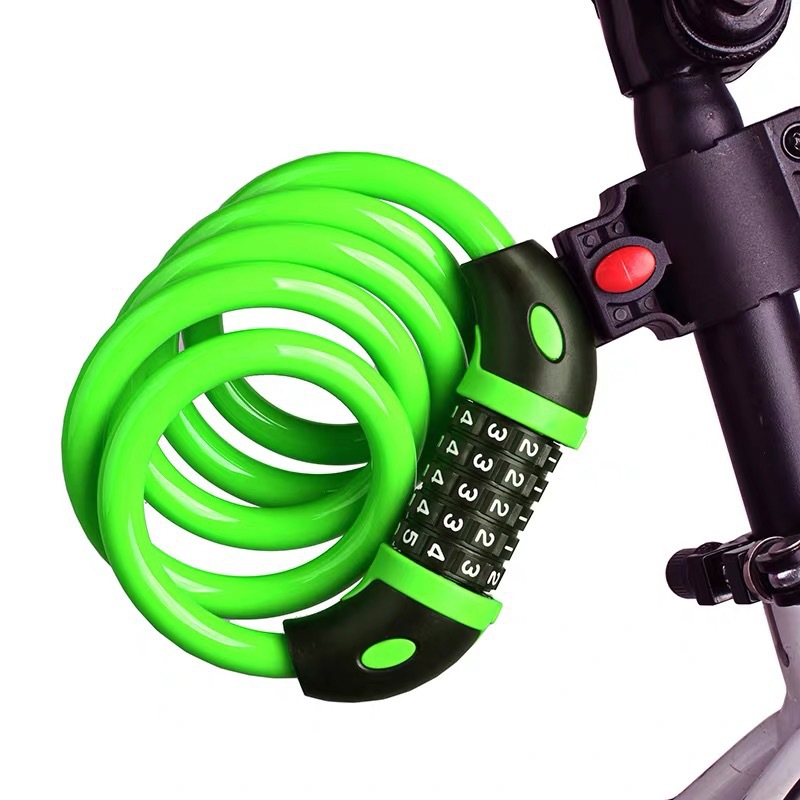 Candado para bicicleta con código de 5 dígitos, candado antirrobo de 1200mm x 12mm, accesorio de seguridad para bicicleta, Cable de acero, candado para bicicleta: Amarillo claro