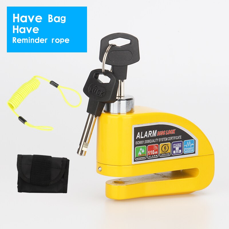 Motorcycle Scooter Metal Security Anti-theft Wheel Disc Brake Lock Alarm 2m Reminder Rope Alarm Lock BikeBrake Bag Spare Battery: Orange Package B