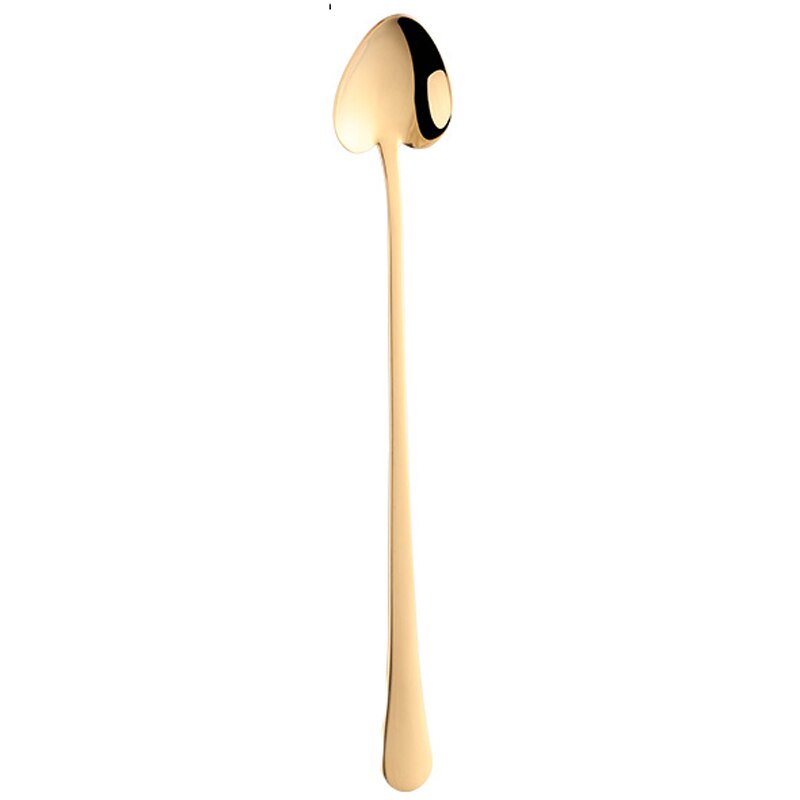 1 Pc Rvs Dessert Lepel Lange Steel Ice Scoop Kleine Koffie Lepels 8 Kleuren Mooie Servies voor Kit party Tools: Gold-1pc / L 21(cm)