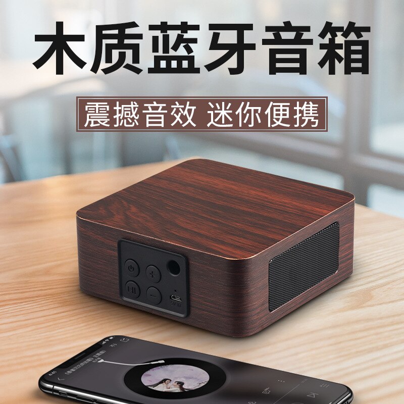 Houten Draadloze Bluetooth Tf Card U Disk Afspelen Kleine Luidspreker Touch Klok