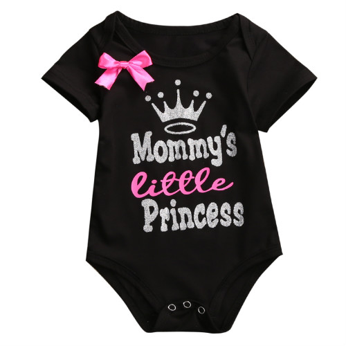 Pasgeboren Baby Baby Jumpsuit Korte Mouw Bodysuit Peuter Meisjes Kleding Outfit 0-18 m: Black / 6m