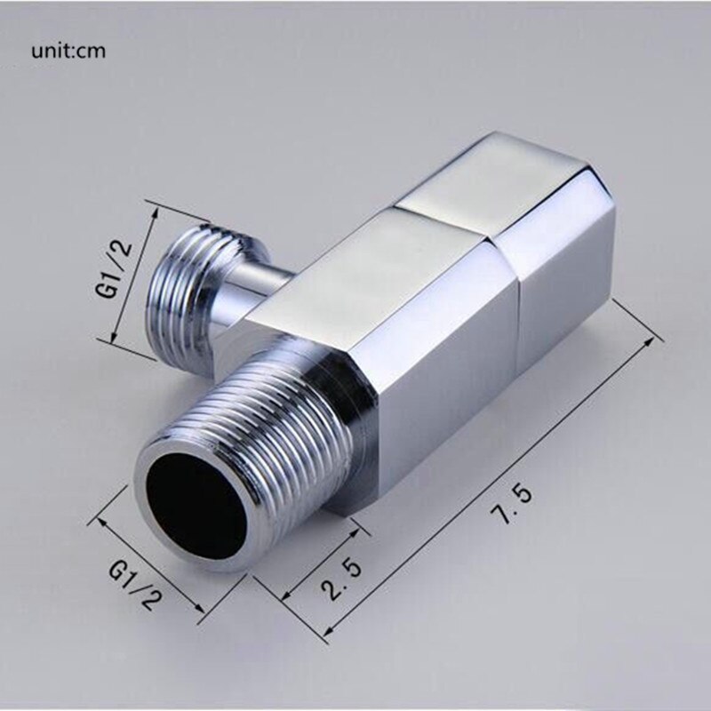 Liuyue Badkamer Water Valve Chrome Messing Hoek Valve Converter Standaard G1/2 Wc Hoekstopkraan Douchekop Connector Hardware