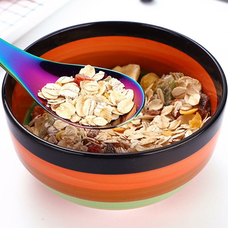 Kleurrijke roestvrijstalen lepel kleine gouden rijst soeplepel kinder ijs dessertlepel keuken diner servies kinder ijslepel