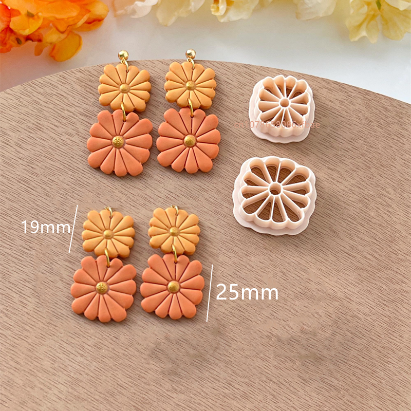 Nuevos cortadores de arcilla polimérica con forma de flor de primavera, arcilla colgante con forma Floral, pendientes DIY, joyería, fabricación de colgantes, herramientas de arcilla de cerámica: Verde militar