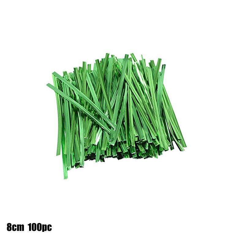 100PC lollipop stick Bar Cake Bar Packaging Bag Gold Silver Metal Twist for Making Cake Lollipop Candy Chocolate and Cookies: 100pc-green