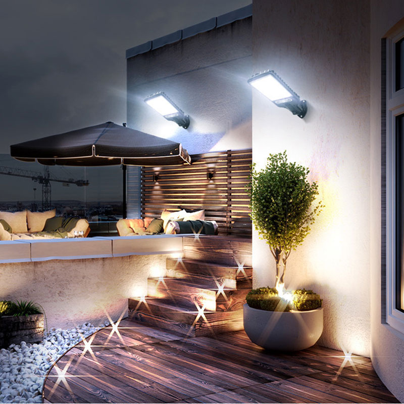 Led Solar Outdoor Remote Control 3 Modes Led Courtyard Wall Lamp Garden Terrace Garage Human Body Induction Door Street Lighting