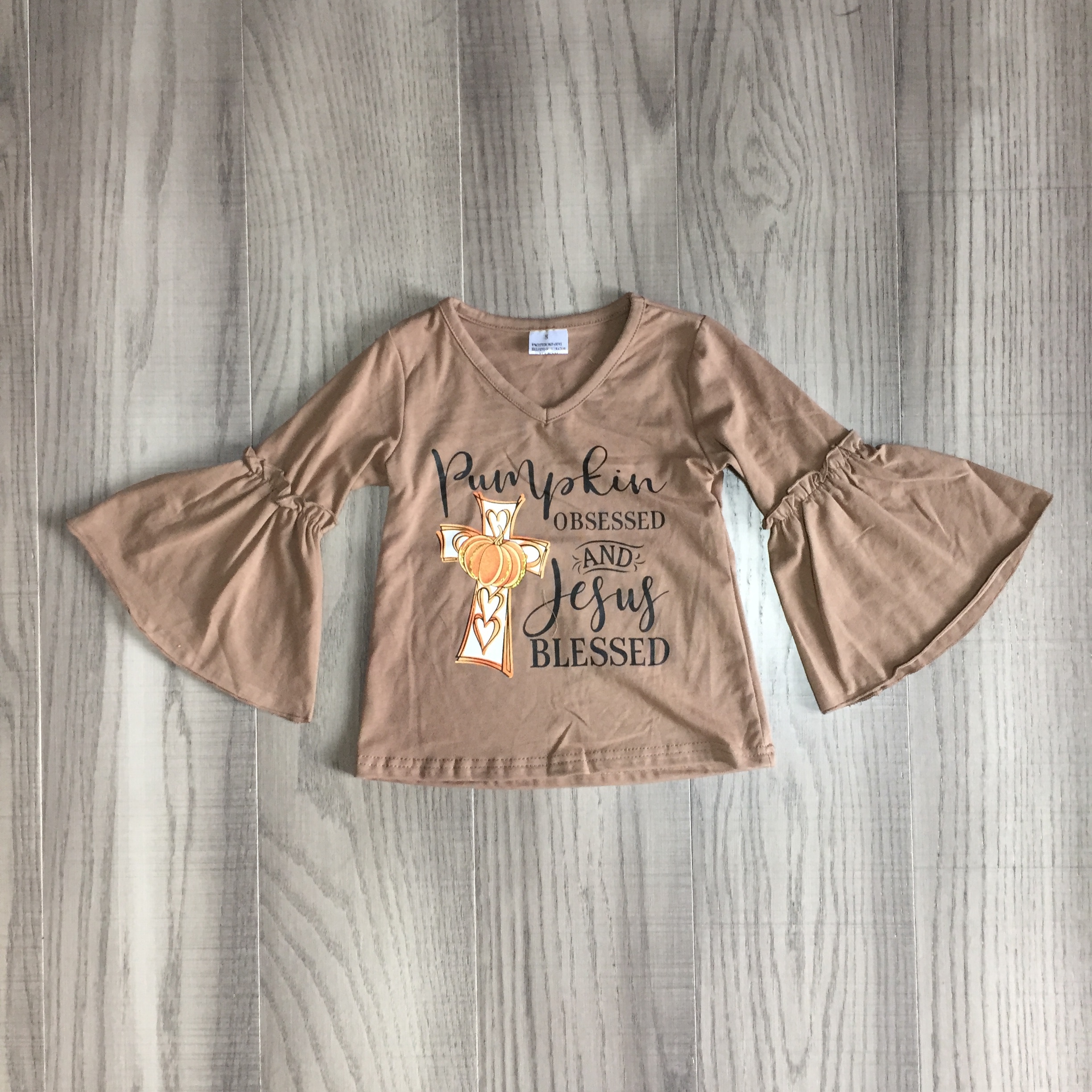 Girlymax outono/inverno halloween bebê meninas boutique t-shirts roupas bege abóbora flare mangas algodão superior crianças raglans