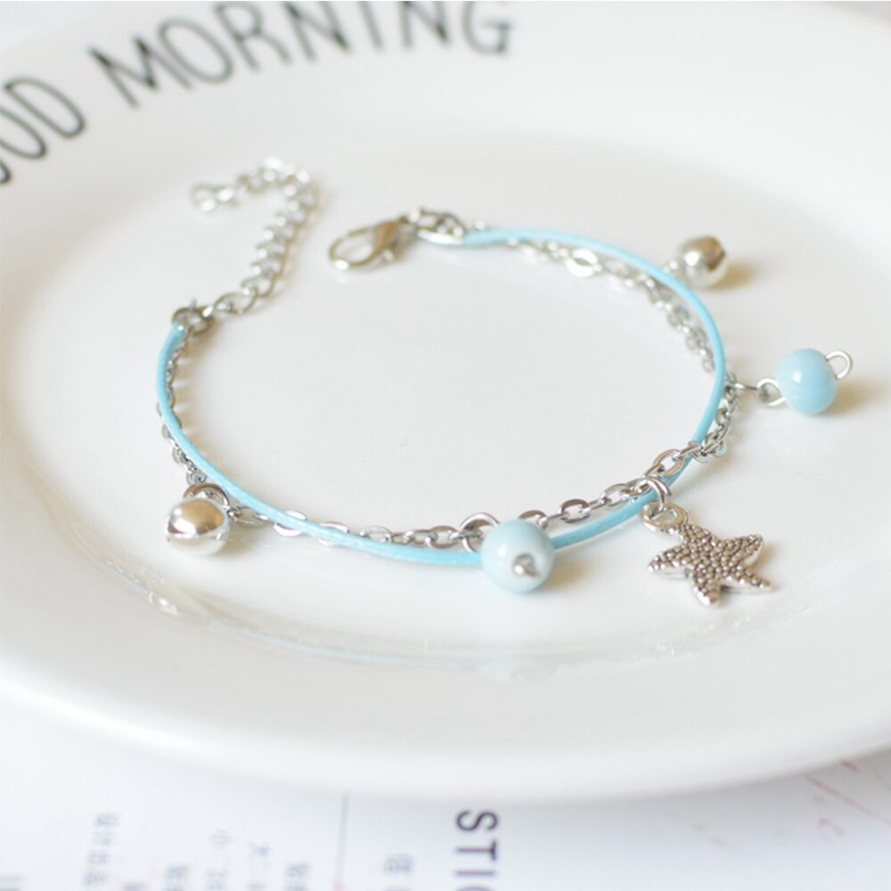 Flerlags koreansk klokke nylon reb porcelæn perle armbånd søde smykker tilbehør til studerende og teenagere til kvinder: 8
