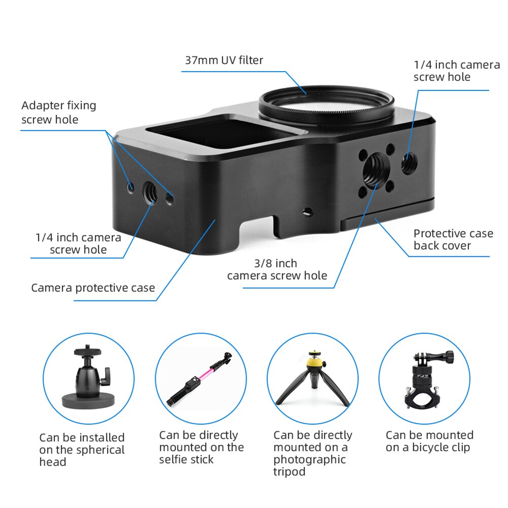 Action-kamera-schutzgehäuse aus metall, rahmenkäfig für dji action 2 4k, robustes zubehör für sportkameras