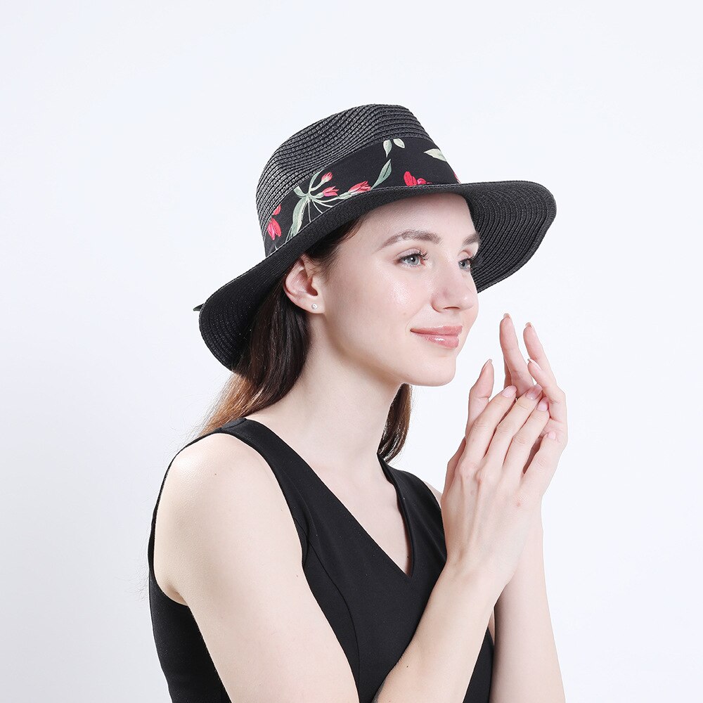Dameshoed zomer brede rand strohoeden grote zonnehoeden uv-bescherming panama floppy strandhoeden dames strikhoed dames fedora's