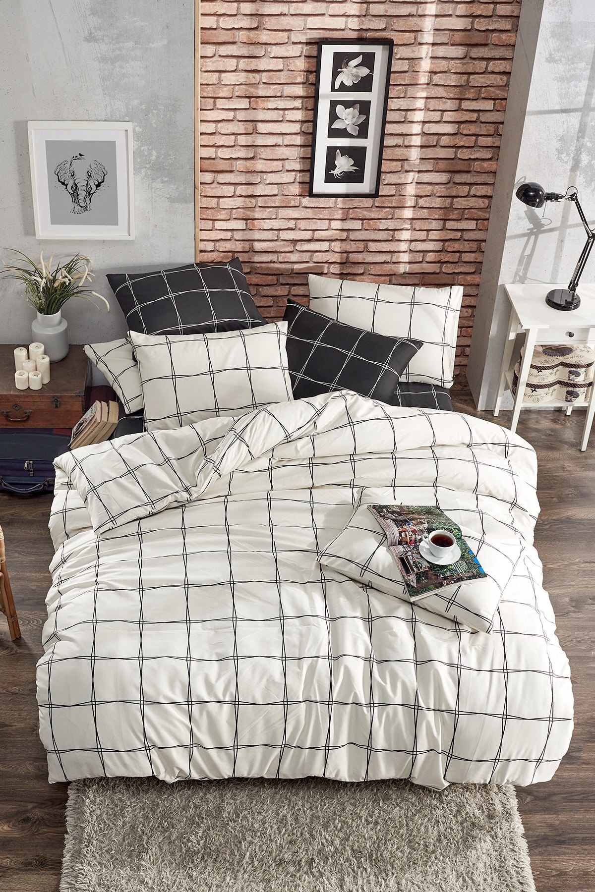 Striped Double Personality Cream Duvet cover Set Duvet Cover Set Bedding Set Cotton Fadeless Bestseller