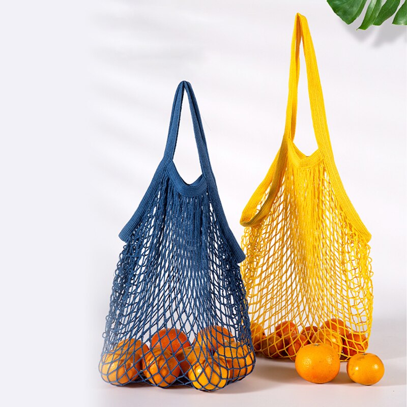Sacchetti della spesa riutilizzabili portatili per la borsa della verdura della frutta borsa dell&#39;organizzatore della corda della maglia del cotone borse della spesa della rete della maniglia corta/lunga