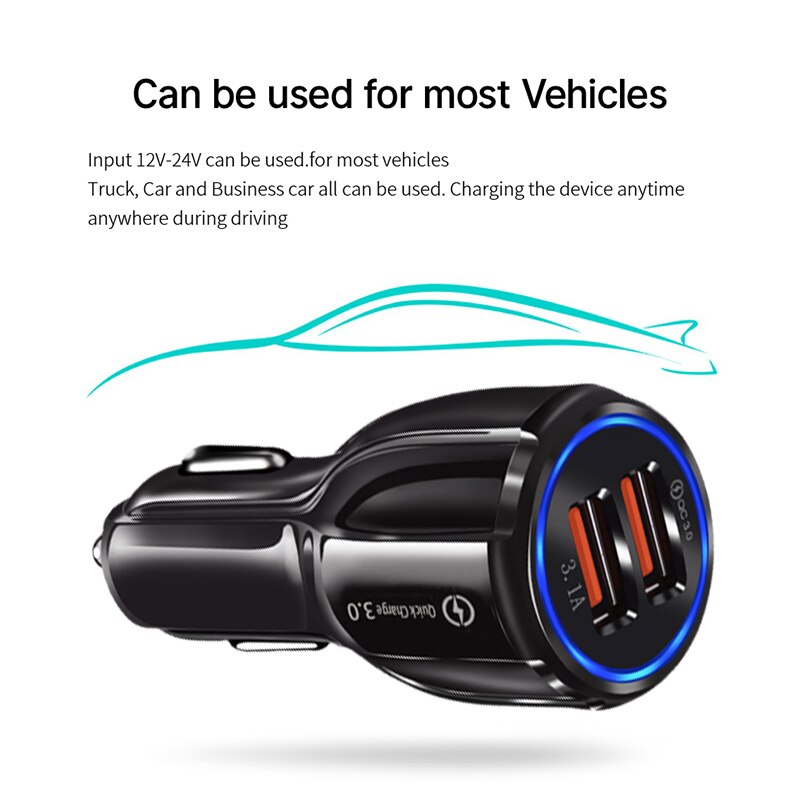 Hyvä 2 porttinen usb autolaturi 5v 3.1a pikalataus 3.0 puhelimen usb autolaturi adapteri samsung xiaomi iphone autopuhelimen lataukseen