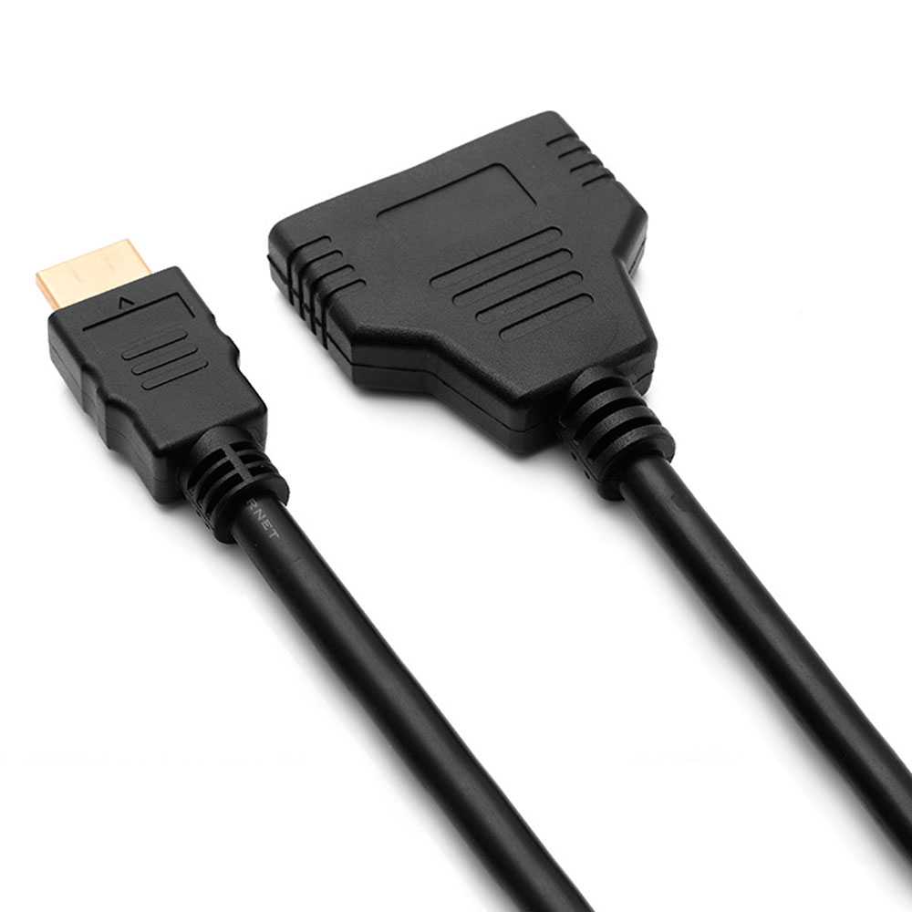 HDMI Splitter Adapter Black 1 Male Input to 2 Screens Displayed Female Output 1080P Full HD Cable Converter for Monitor