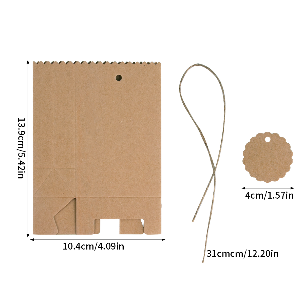 Bolsa de artesanal de papel Kraft Retro, caja de dulces para recuerdo de boda, galleta blanca y marrón, bolsa de embalaje de alimentos con cuerda, decoración de cumpleaños, 10/20/30 Uds.