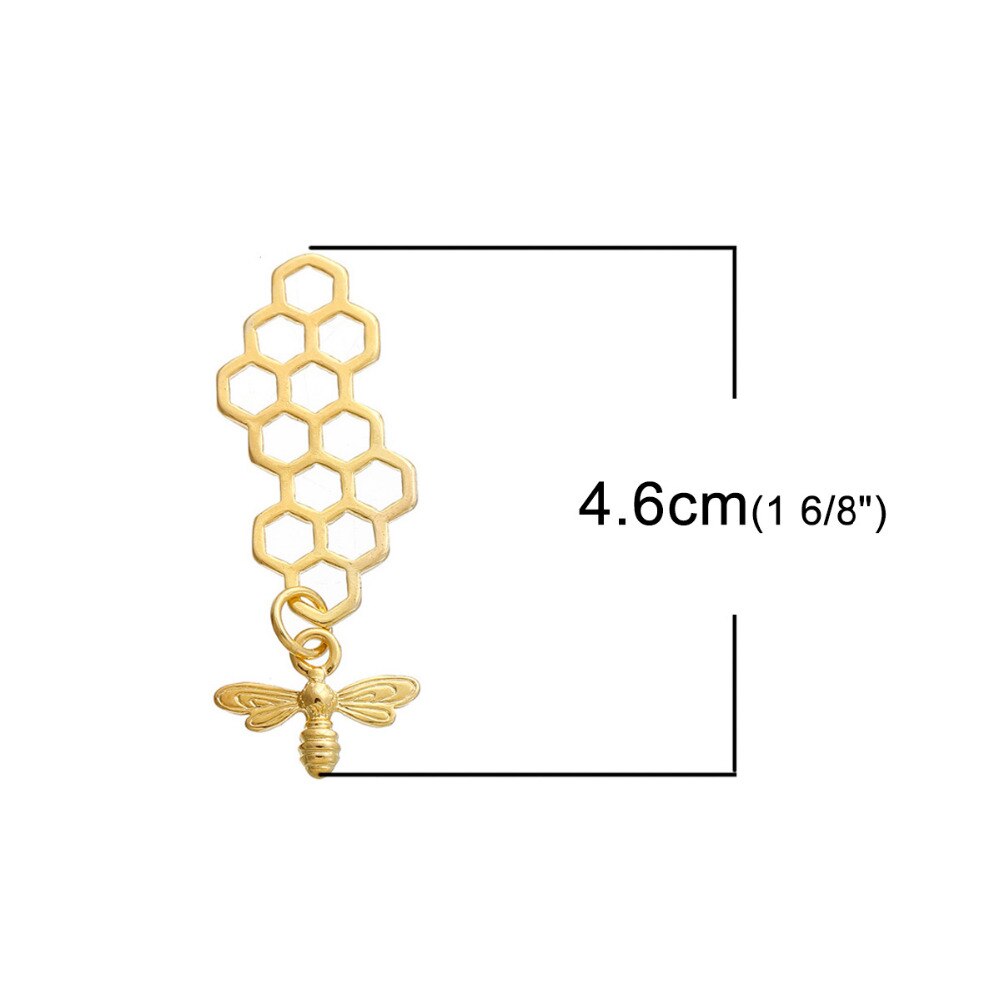 8 saisons alliage à base de Zinc 3D pendentifs nid d'abeille couleur or abeille sculpté creux bijoux à bricoler soi-même résultats 46mm(1 6/8 ") x 16mm, 10 pièces