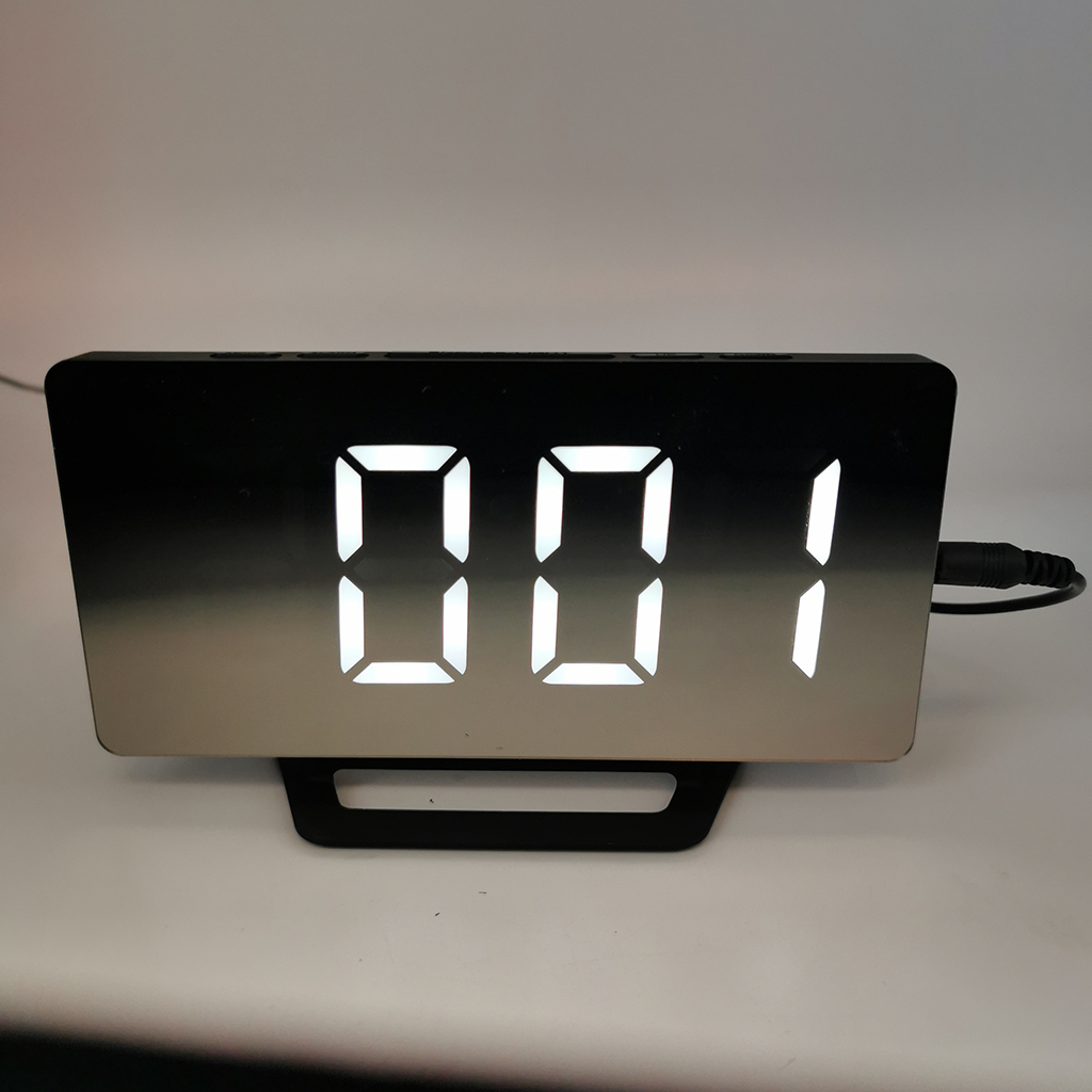 LED Digital Wall Clock 2 USB Port Desktop Simple Electronic Clock Student: White