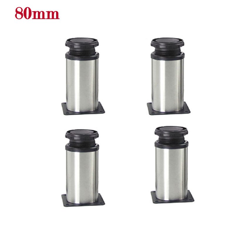 Stainless Steel Furniture Height Metal Adjustable Legs Feet Cabinet Table Sofa Bed Chair Legs Furniture Support Hardware thicken: 4 X 80mm
