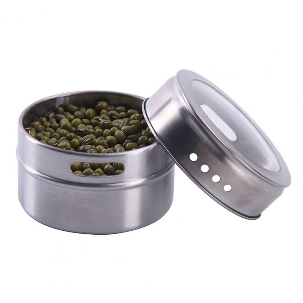 Stainless Steel Magnetic Spice Pot Jar Dustproof Visible Seasoning Box Cruet Can Kitchen Organizer Supplies Tightness Easy Open
