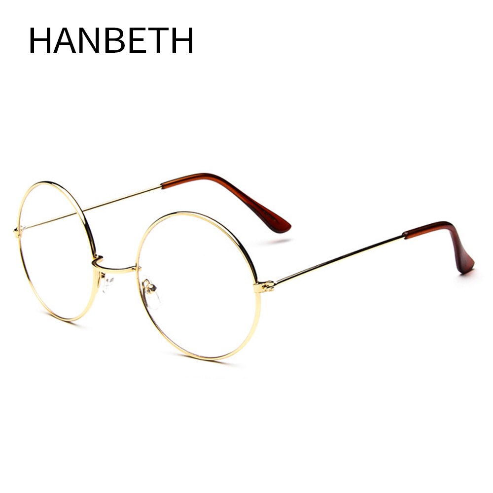 Grandes gafas redondas de montura de gafas de Metal transparente para hombre y mujer monturas para gafas redondas para hombres y mujeres: Gold