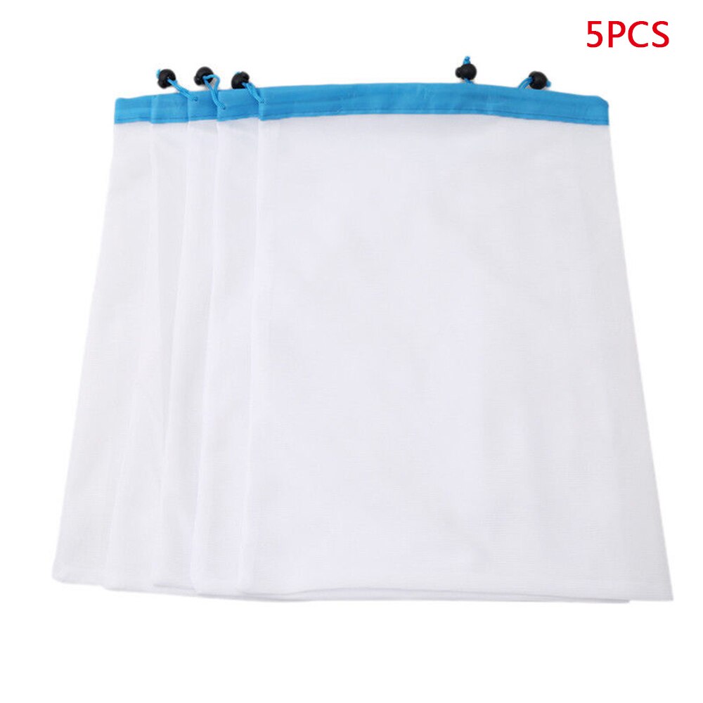 5- pack herbruikbare groente- en fruittassen, zwart touw, gaas, groente- en fruitspeelgoed, opbergzak, gaaszakken: 12 x 17 inch