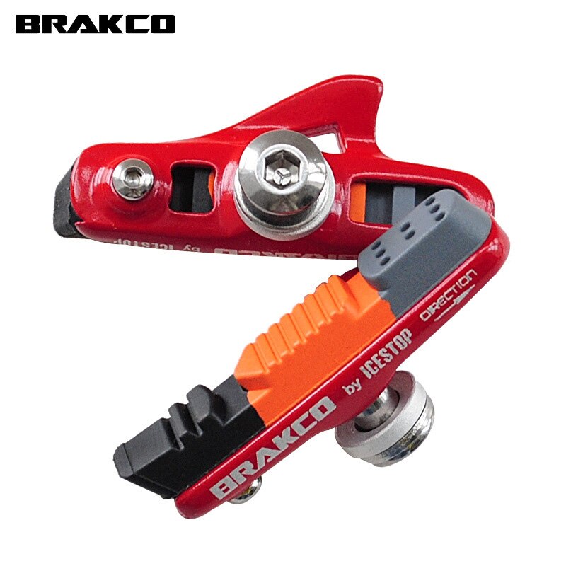 Brakco bremsekloss til brompton foldesykkel lett c-klemme, støyfri, blokkeringsfri bremsesko: Rød 1 par