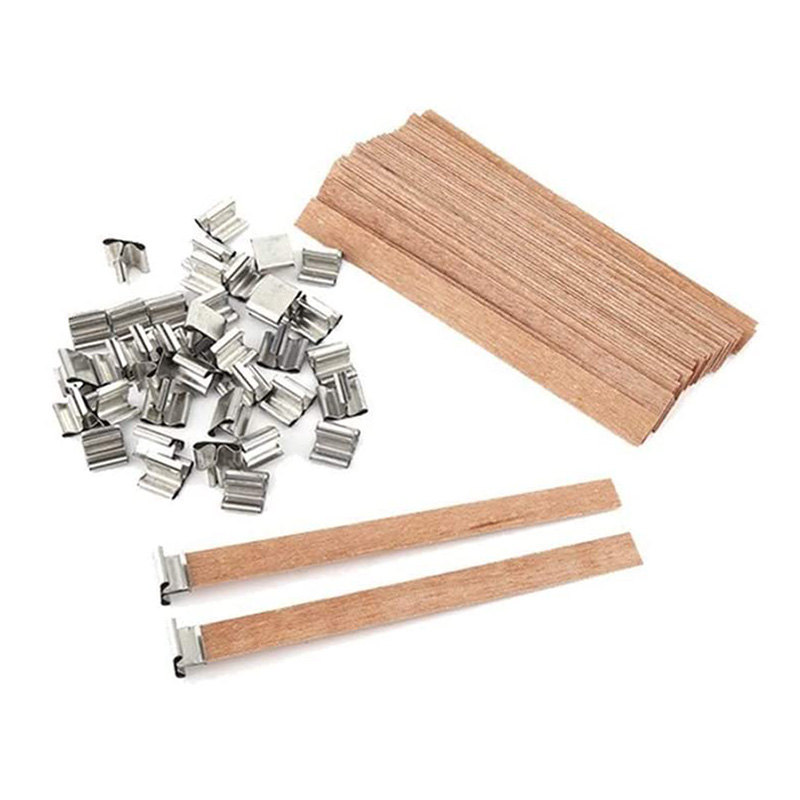 Tre lys veker ,100 stk naturlig tre veke med jern stå miljømessig veke til stearinlys og stearinlys diy håndverk